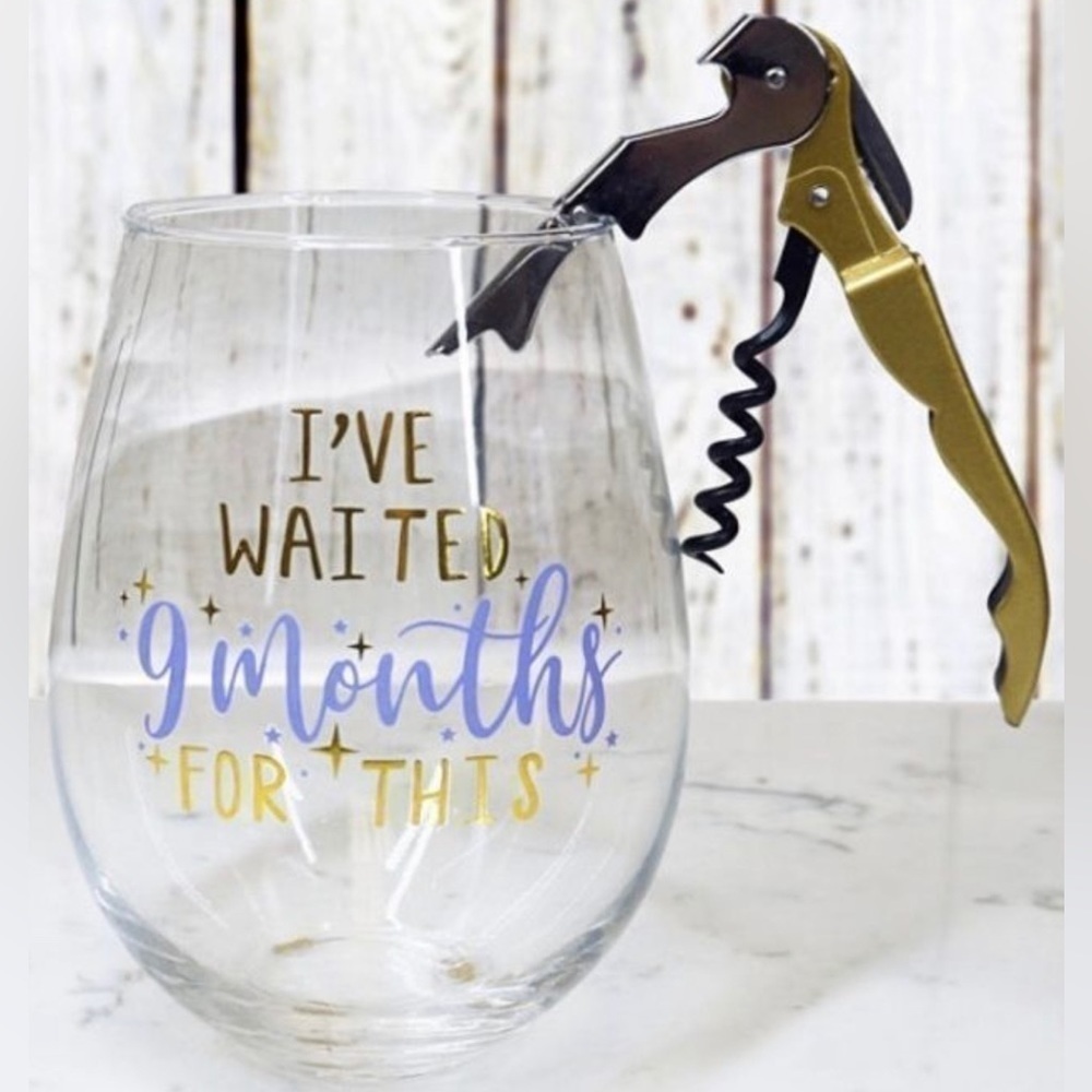 TMD Holdings I’ve Waited Wine Glass w/ corkscrew